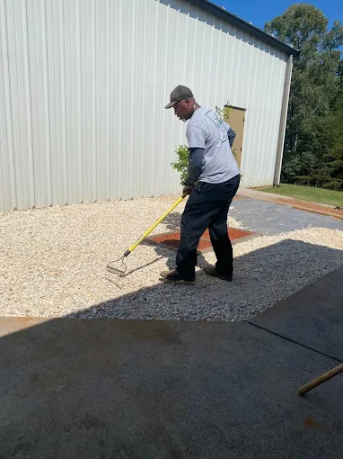 Concrete surface cleaning and preparation work in progress
